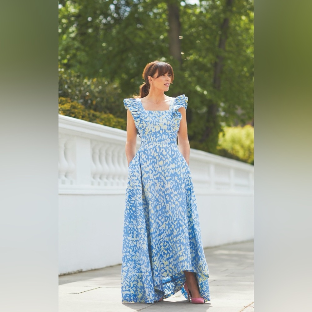 Sika Efe Maxi Dress Women’s Blue White Yellow Floral Size 2